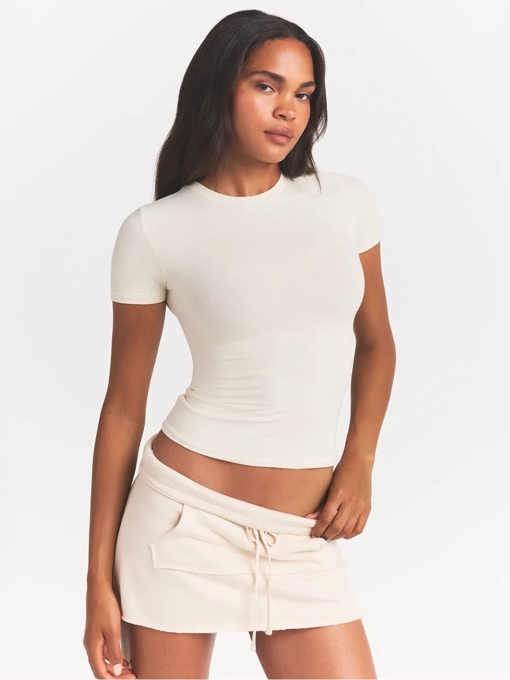 New SKIMS Cotton Short Sleeve Jersey T-shirt Bone Beige